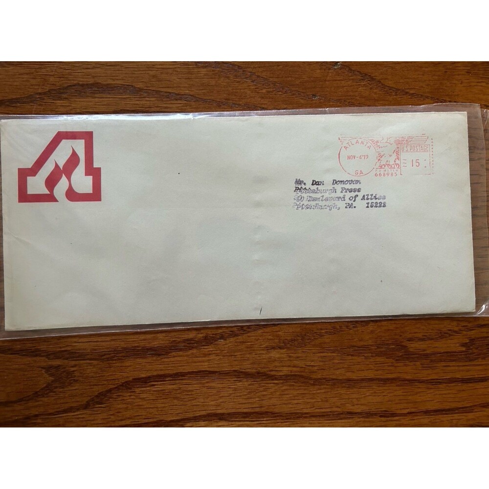 Rare NHL Atlanta Flames (defunct) press release envelope 1979